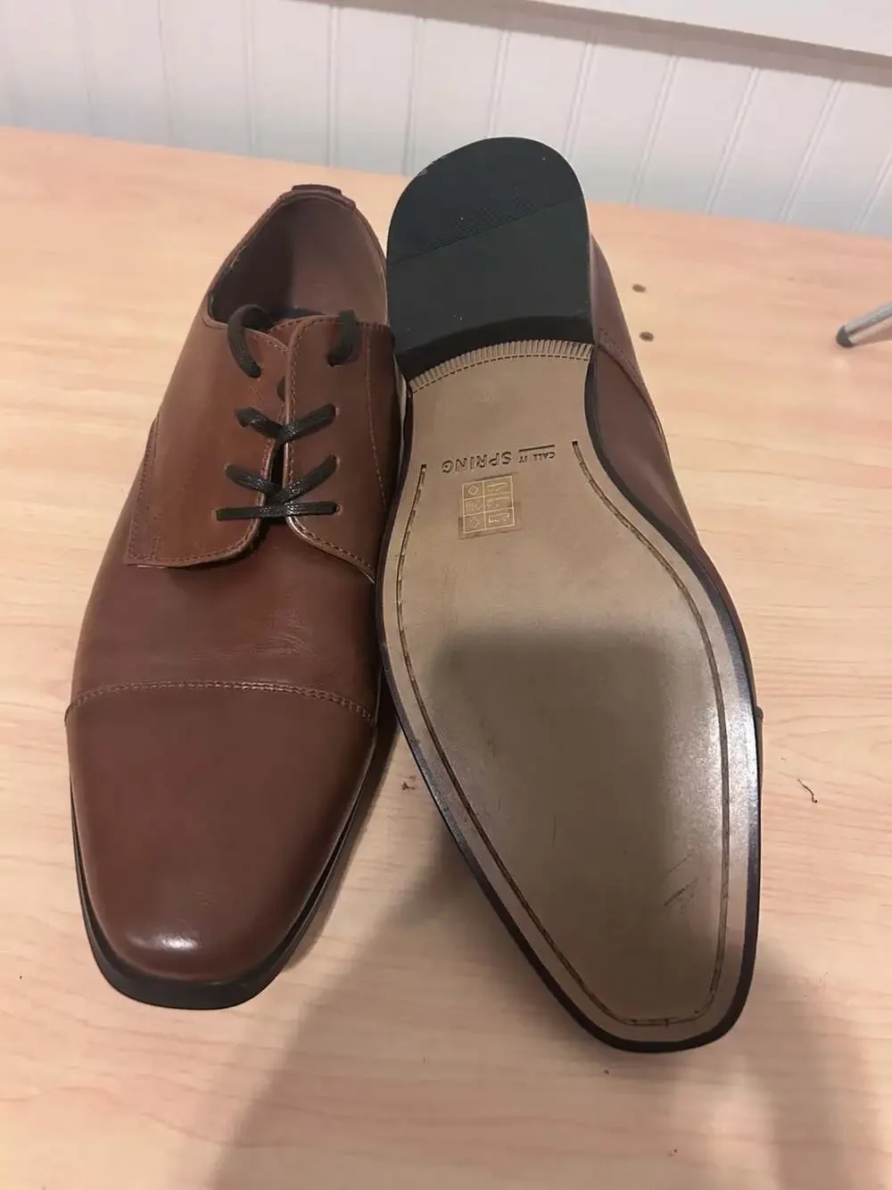 Call It Spring Cognac Cap Toe Derby Dress Shoes
